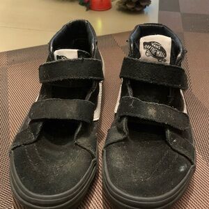 Vans Kids Black and White Velcro Sneakers